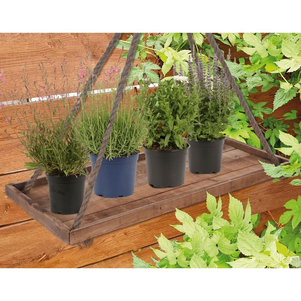 Stylish hanging flower pot made of recycled wood