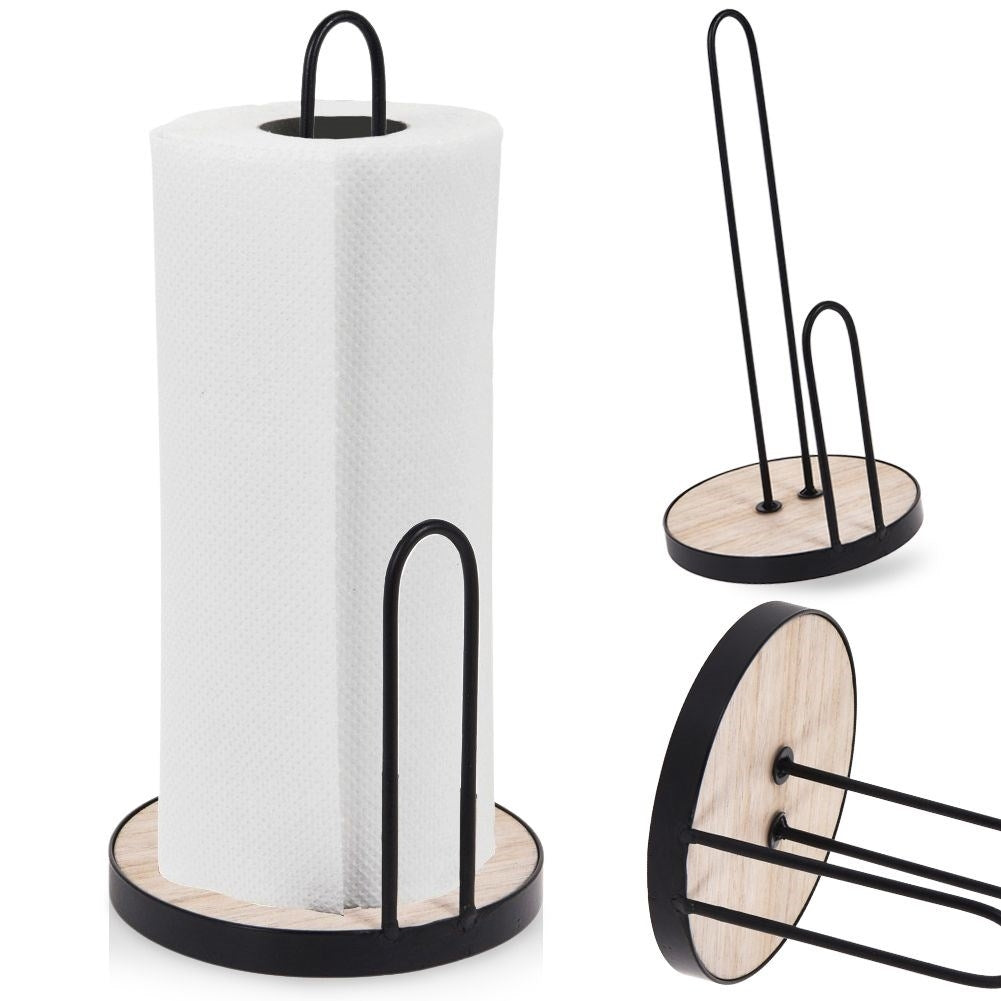 Stylish kitchen holder in black metal and MDF for a LOFT feel