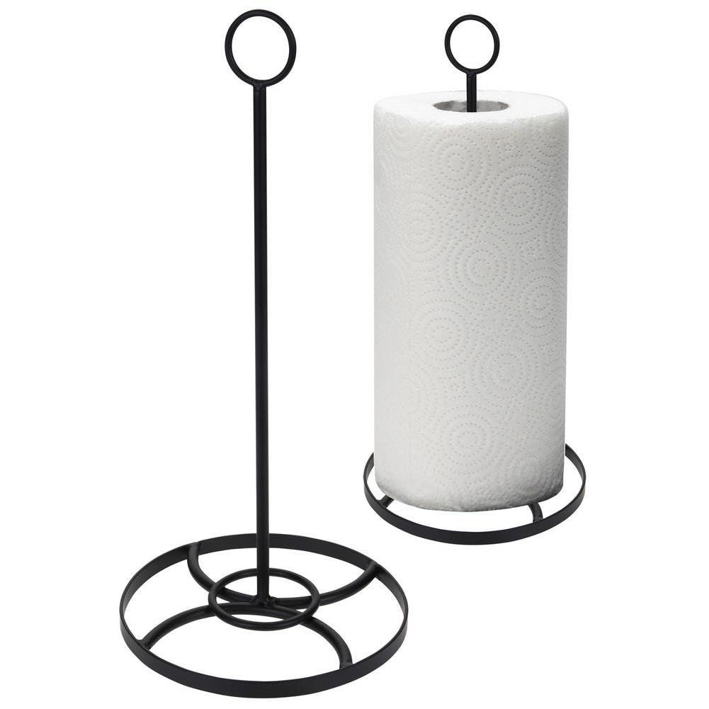 Stylish kitchen rack for paper towels in black matte design