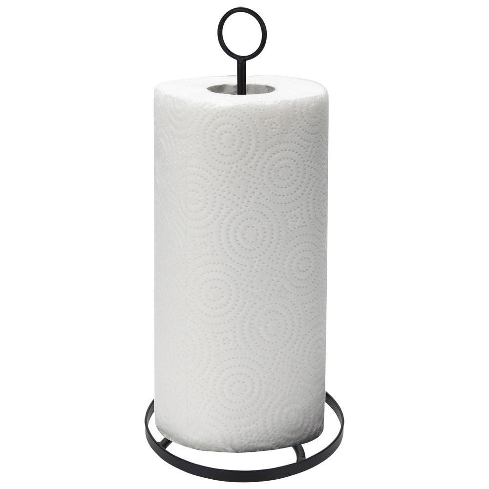 Stylish kitchen rack for paper towels in black matte design