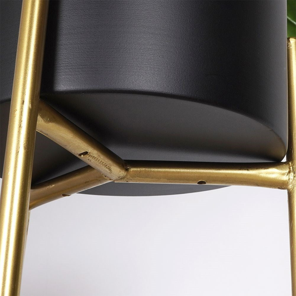 Stylish metal pot on stand for live and artificial plants