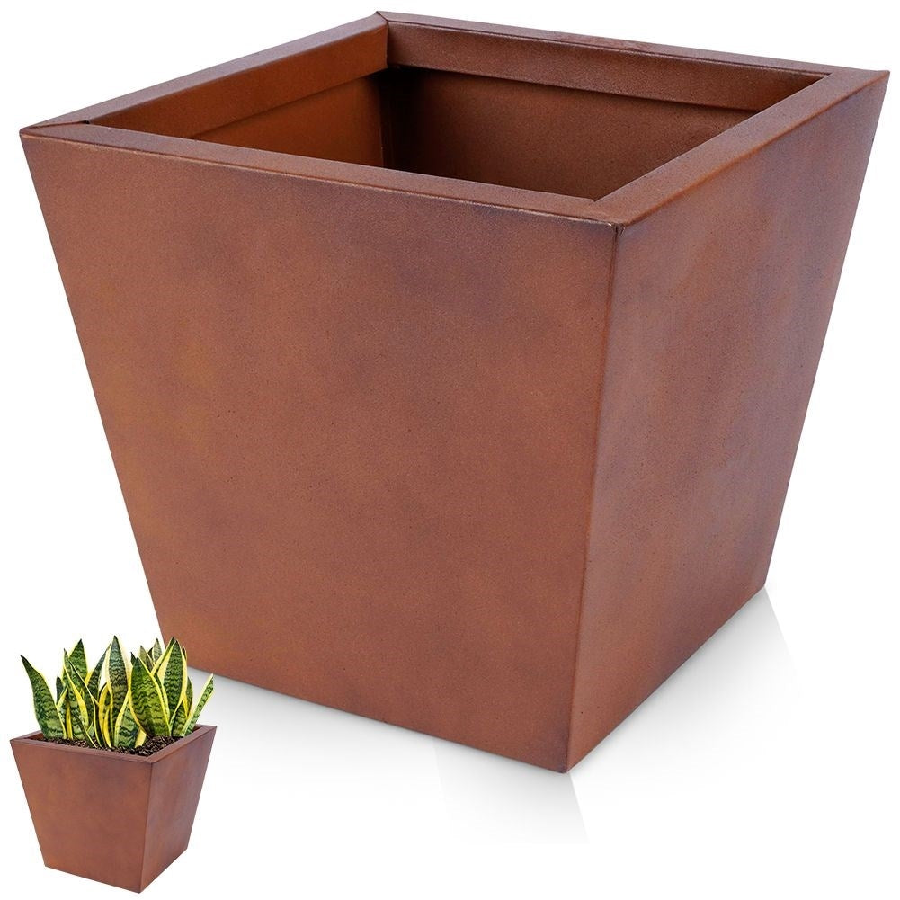 Stylish metal pot with vintage rusty effect