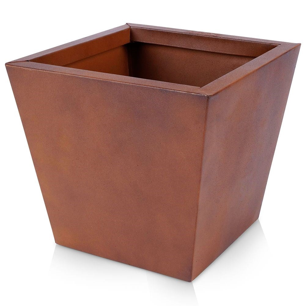 Stylish metal pot with vintage rusty effect