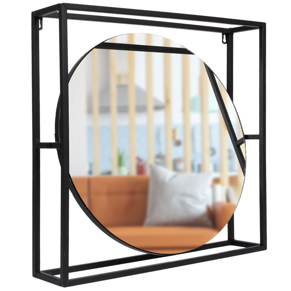 Stylish mirror with 3D effect and black metal frame