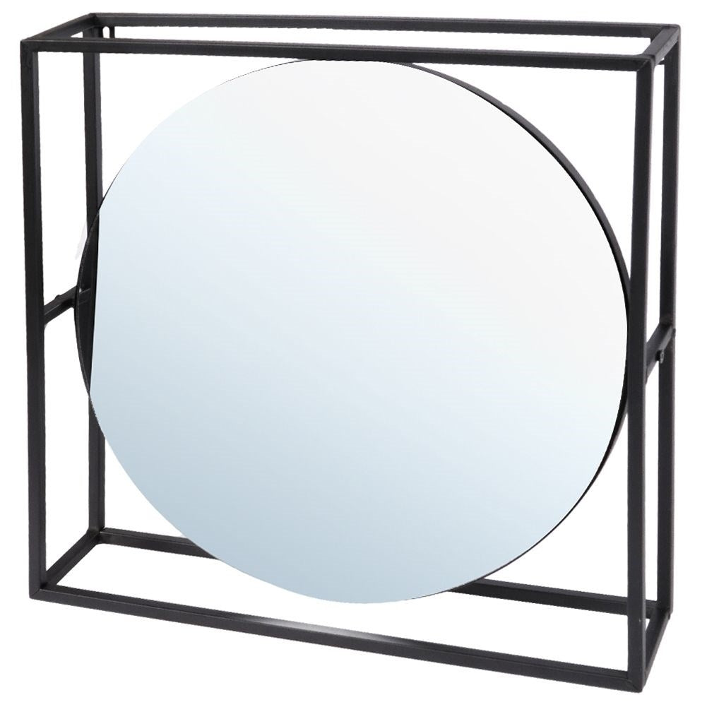 Stylish mirror with 3D effect and black metal frame