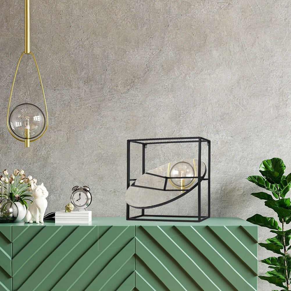 Stylish mirror with 3D effect and black metal frame