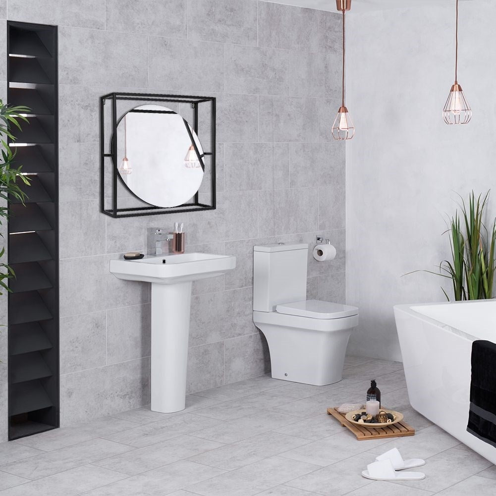 Stylish mirror with 3D effect and black metal frame