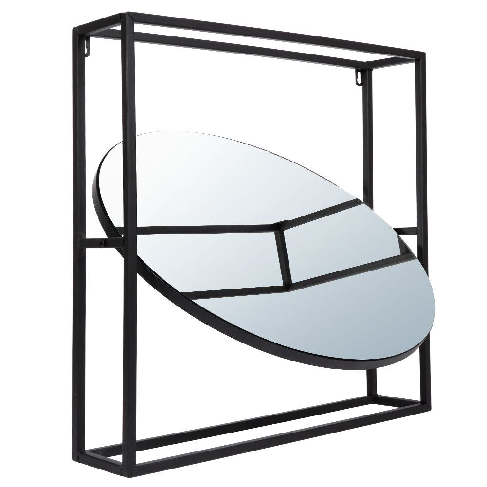 Stylish mirror with 3D effect and black metal frame