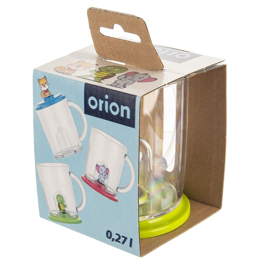 Stylish mug with lid and turtle figure for children