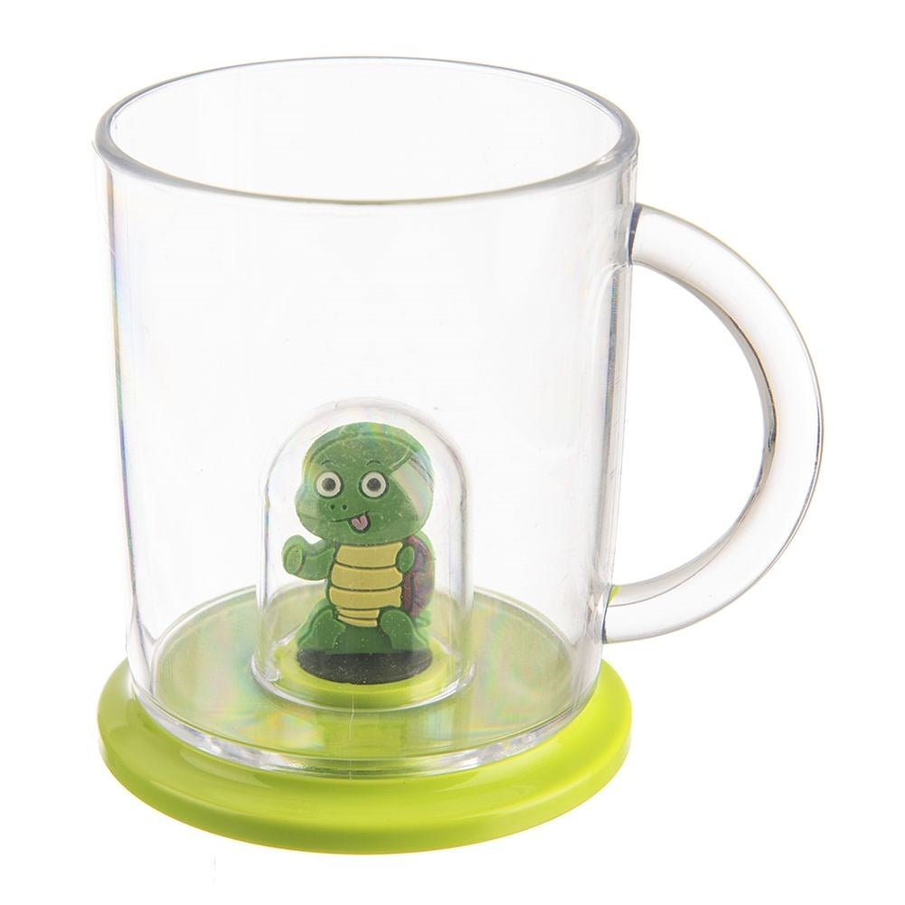 Stylish mug with lid and turtle figure for children