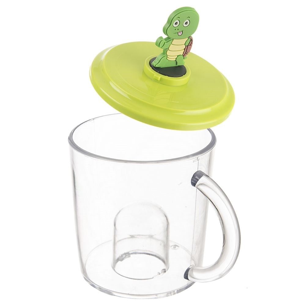 Stylish mug with lid and turtle figure for children