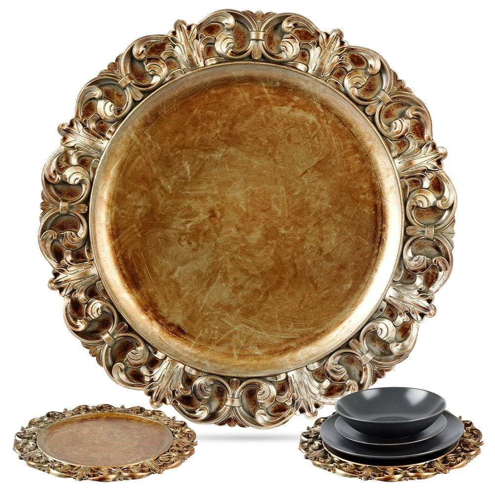 Stylish placemat 35 cm in antique gold shade