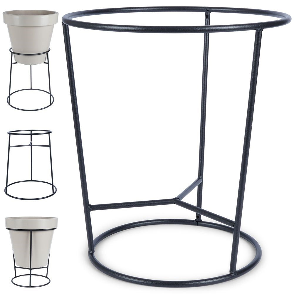 Stylish reversible flower stand in black steel