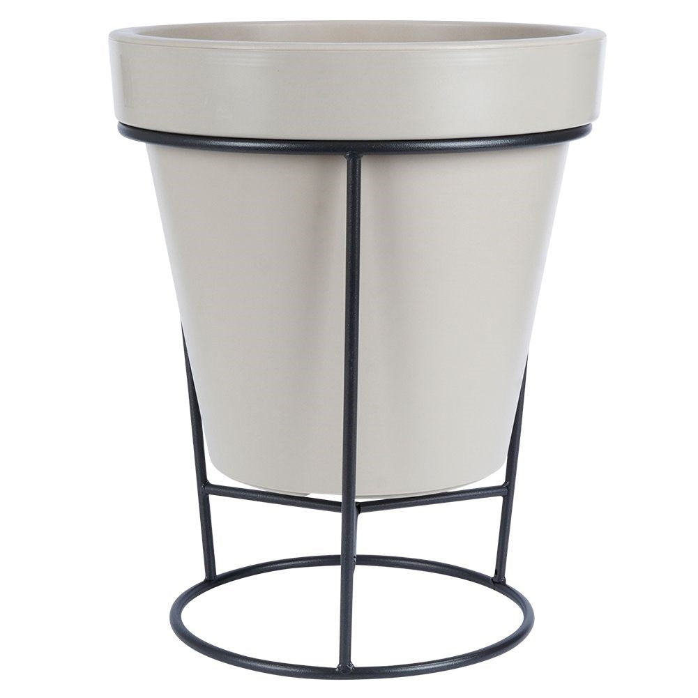 Stylish reversible flower stand in black steel