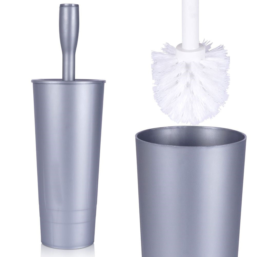 Stylish toilet brush with container in gray plastic