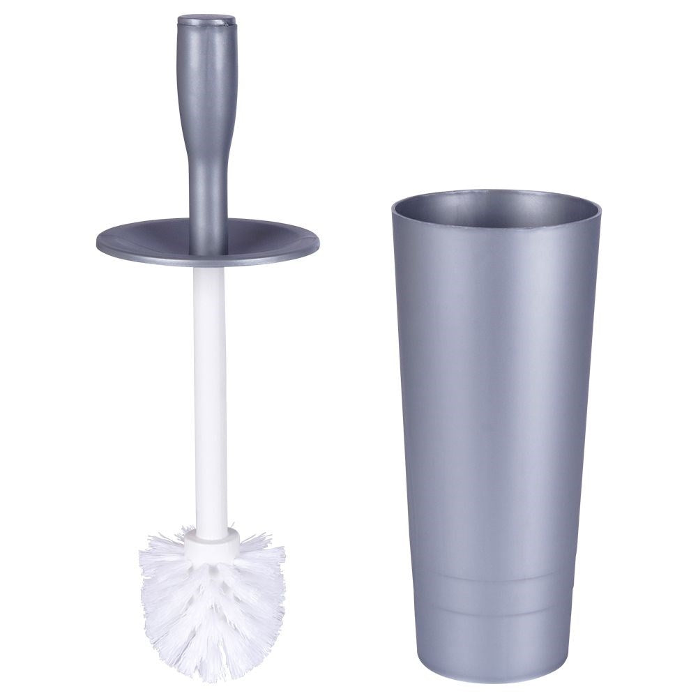 Stylish toilet brush with container in gray plastic