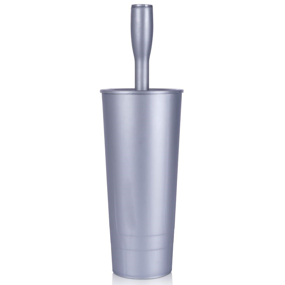 Stylish toilet brush with container in gray plastic