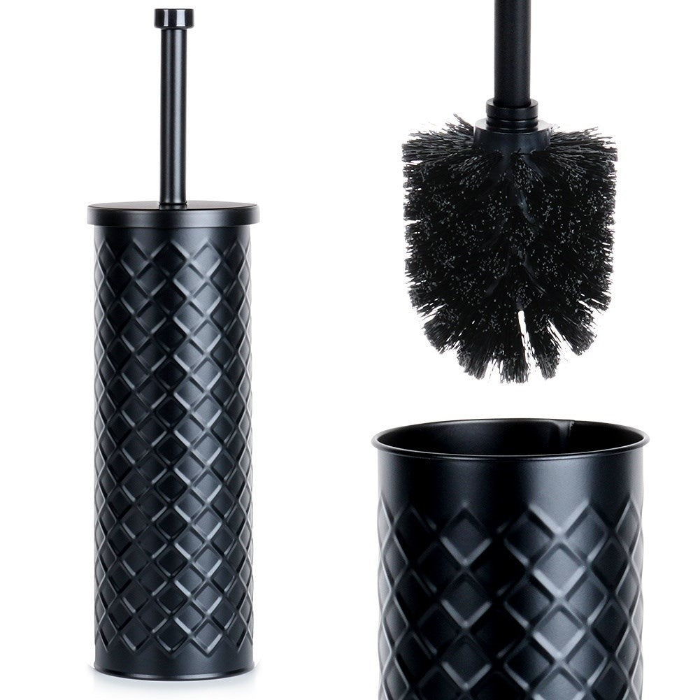 Stylish toilet brush with durable black bristles