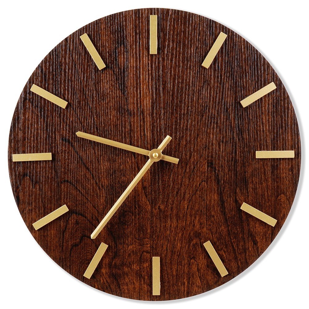 Stylish wall clock 40 cm in MDF and metal, golden