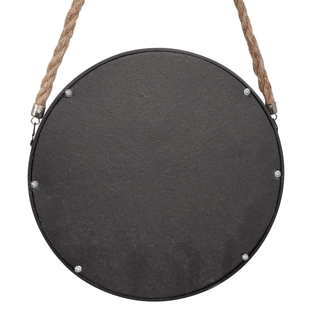 Stylish wall mirrors with black frames and natural rope