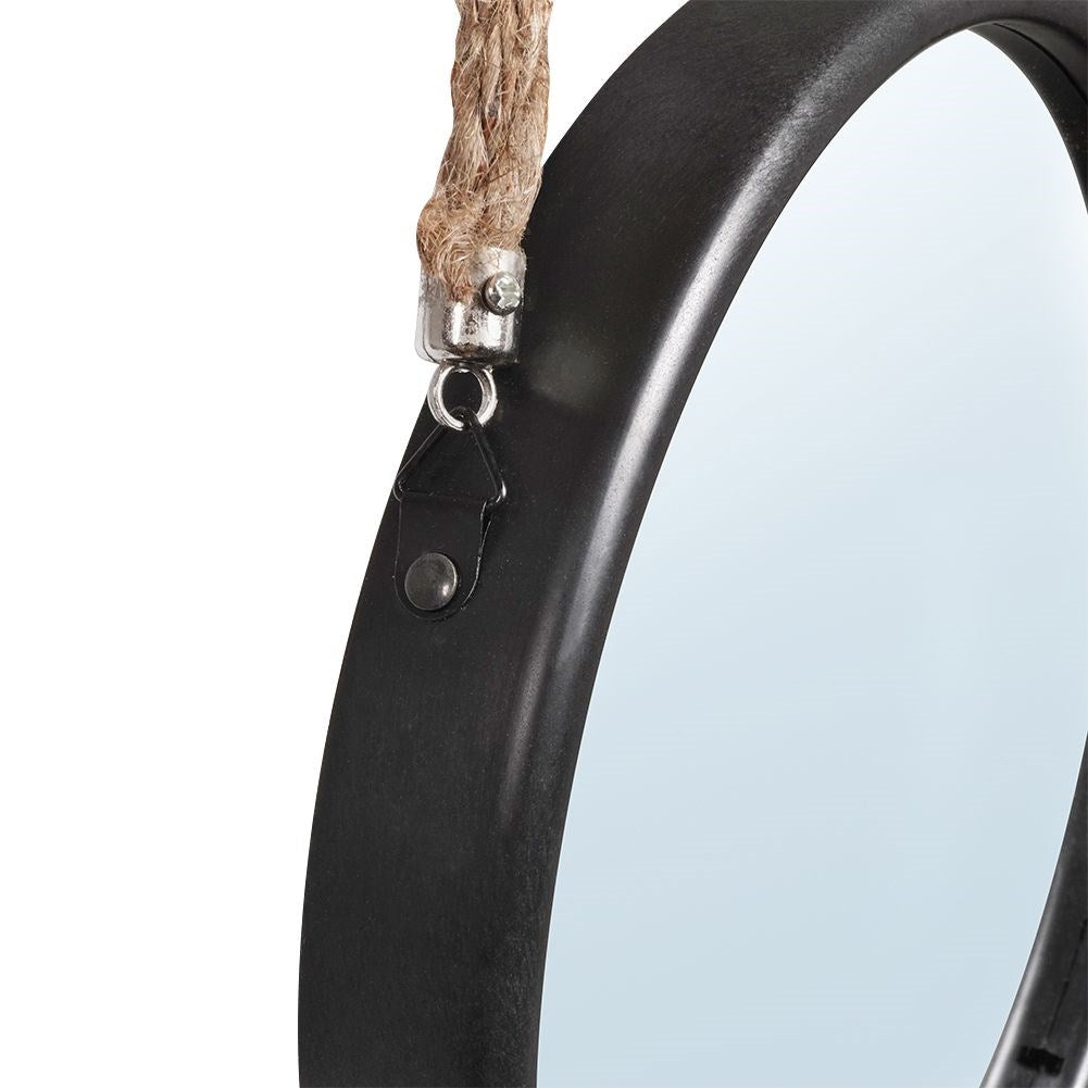 Stylish wall mirrors with black frames and natural rope
