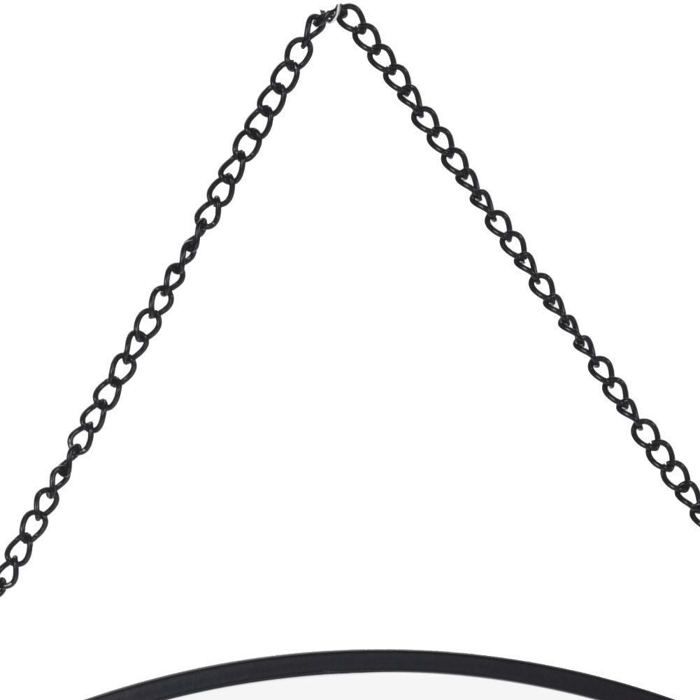 Stylish wall mirror with black metal frame and chain