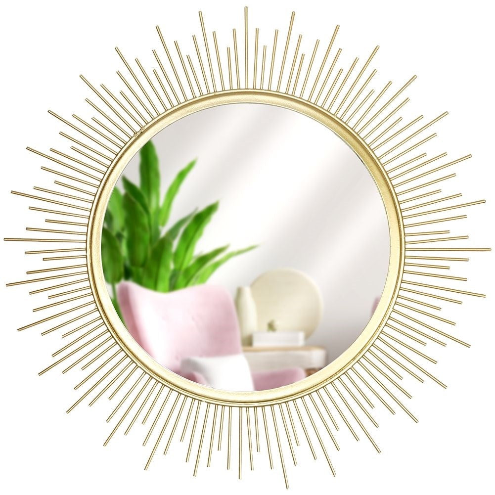 Stylish wall mirror with golden frame, 40 cm diameter