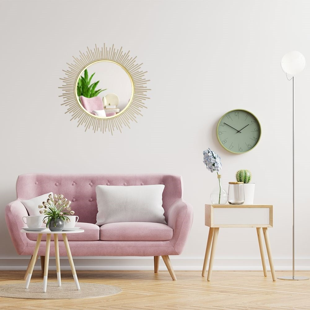 Stylish wall mirror with golden frame, 40 cm diameter