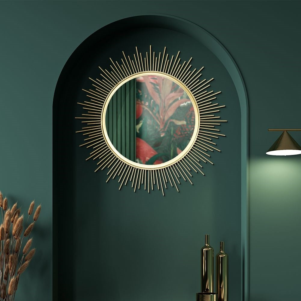 Stylish wall mirror with golden frame, 40 cm diameter