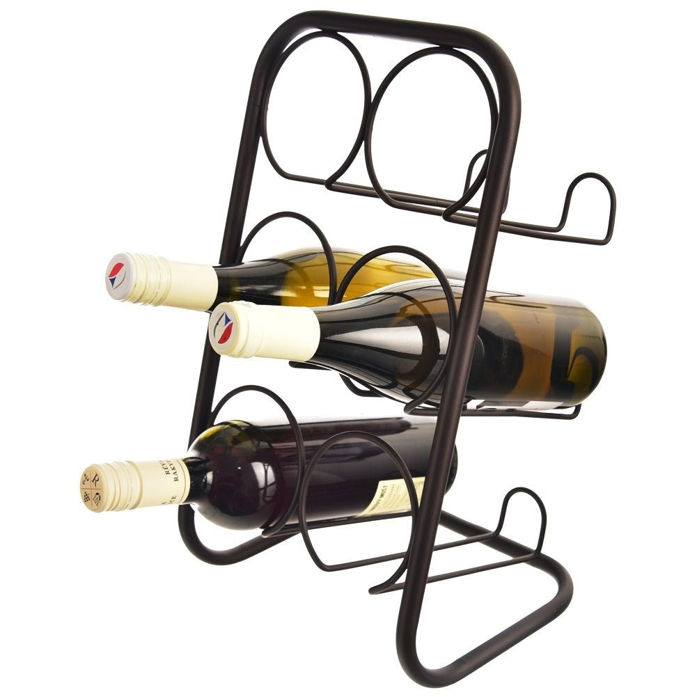 Stylish wine rack in black metal for 6 bottles