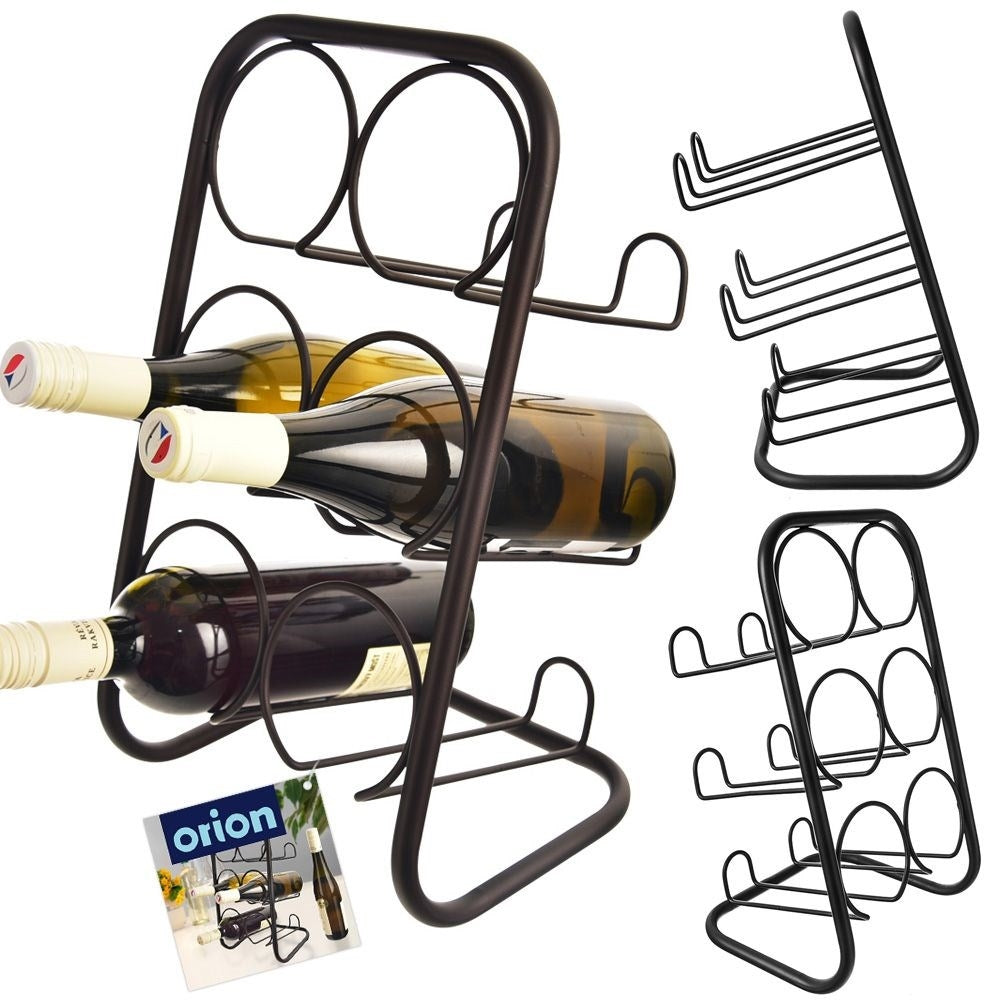 Stylish wine rack in black metal for 6 bottles