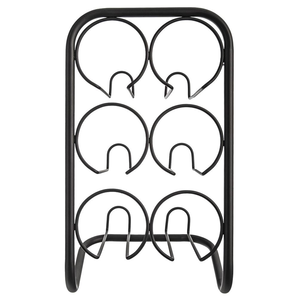 Stylish wine rack in black metal for 6 bottles