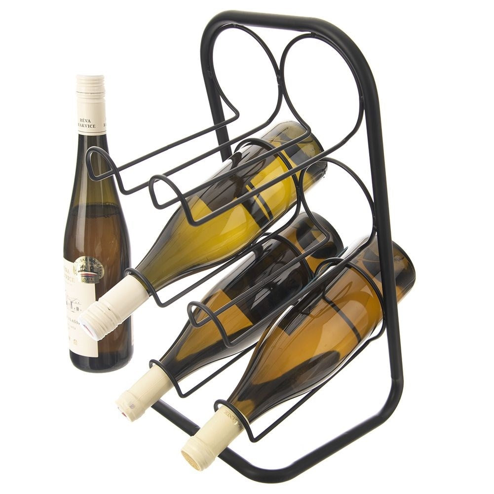 Stylish wine rack in black metal for 6 bottles