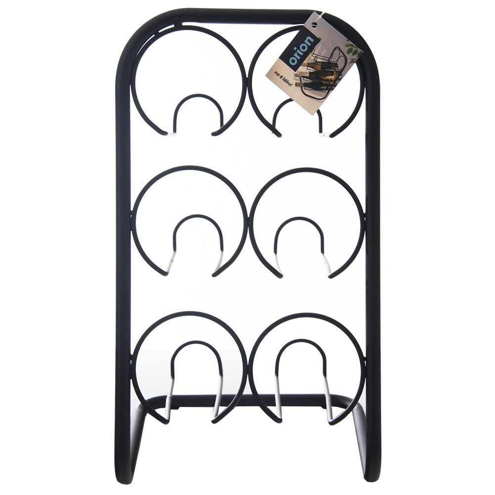 Stylish wine rack in black metal for 6 bottles