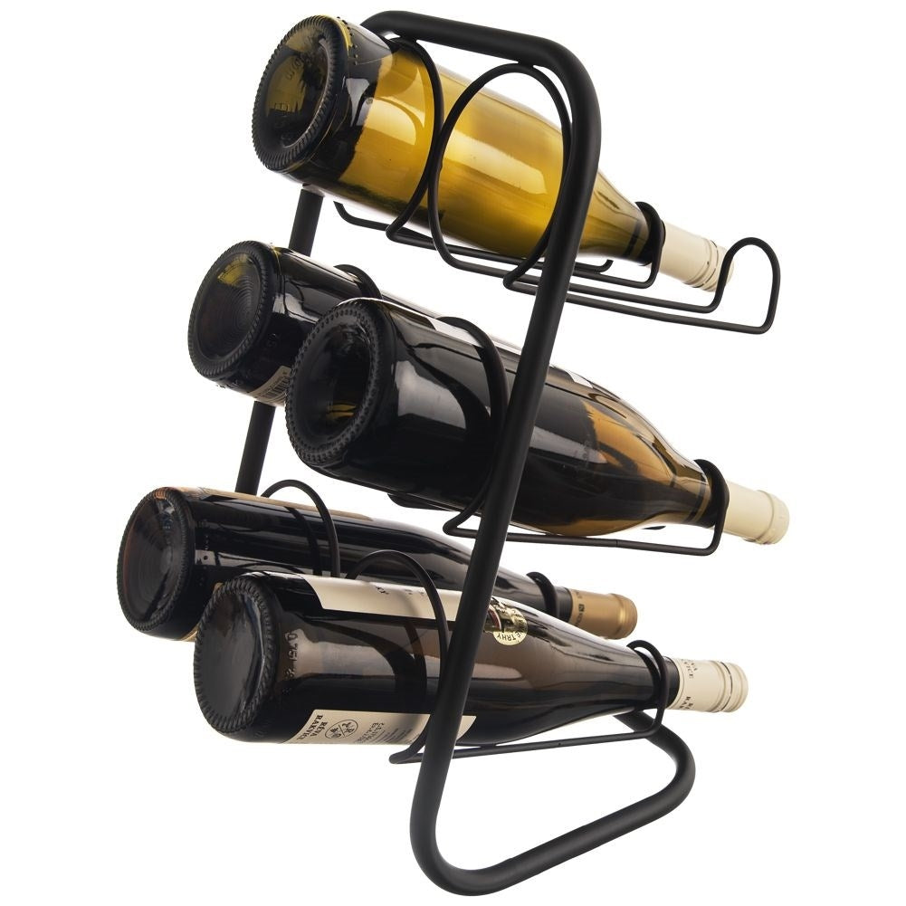 Stylish wine rack in black metal for 6 bottles