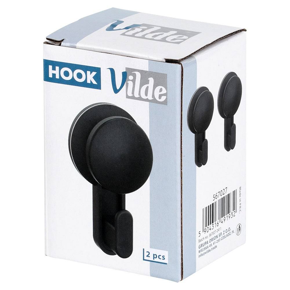 Suction Cup Hook, Black, 5.5 cm, 2-Pack