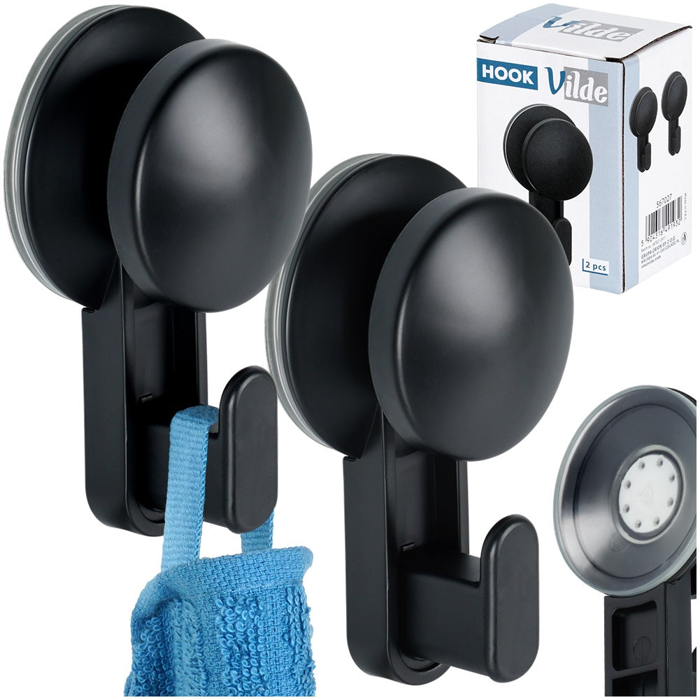 Suction Cup Hook, Black, 5.5 cm, 2-Pack