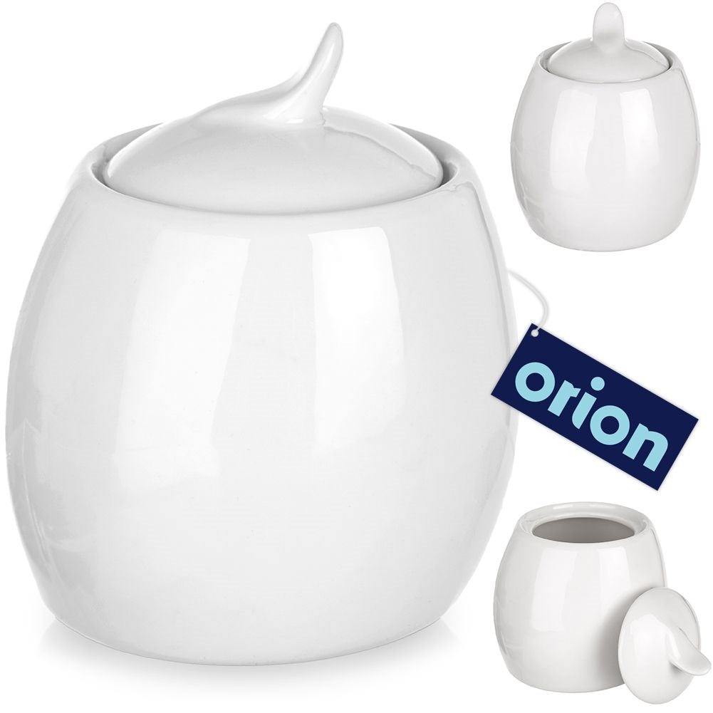 Sugar bowl with lid in porcelain, 240 ml, modern design