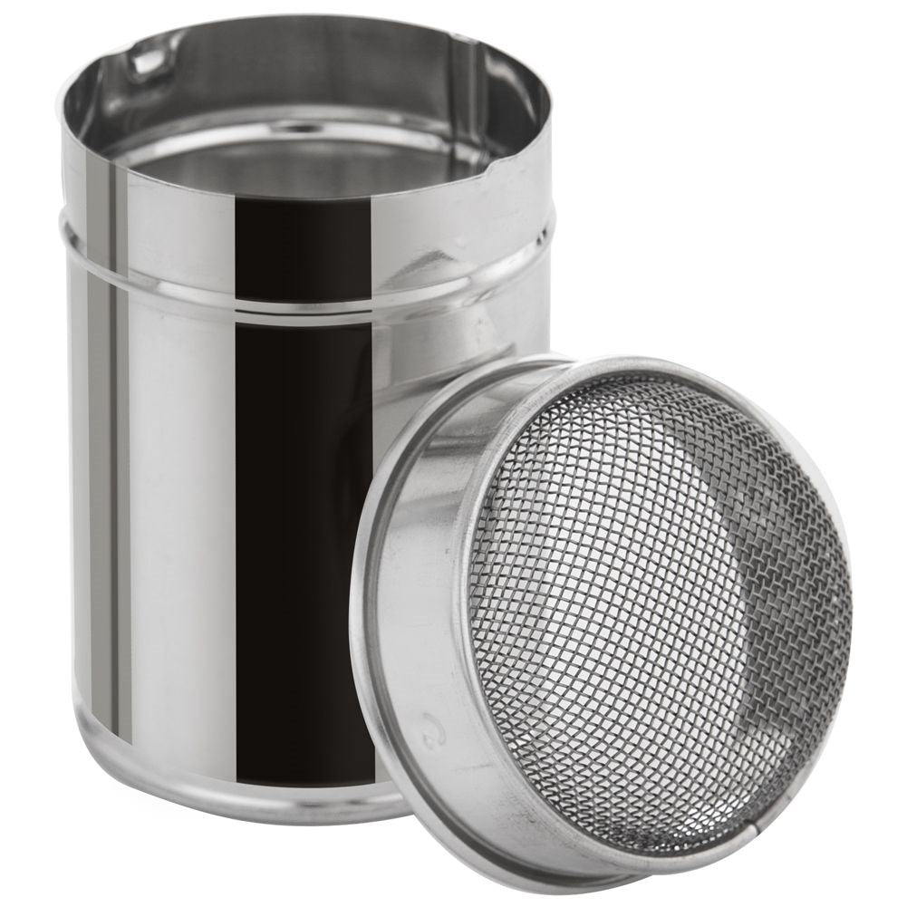 Sugar bowl with strainer and lid in stainless steel