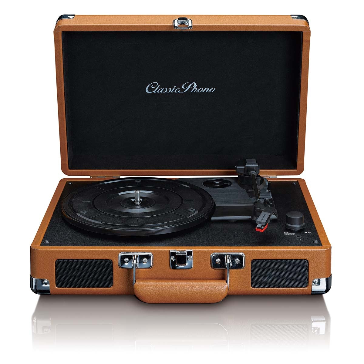 Suitcase turntable with 2 built-in speakers Brown