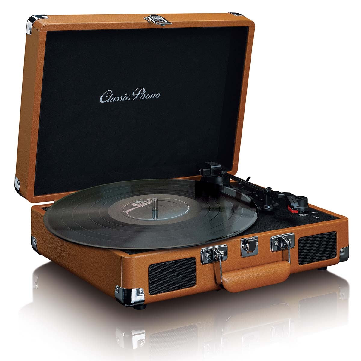 Suitcase turntable with 2 built-in speakers Brown