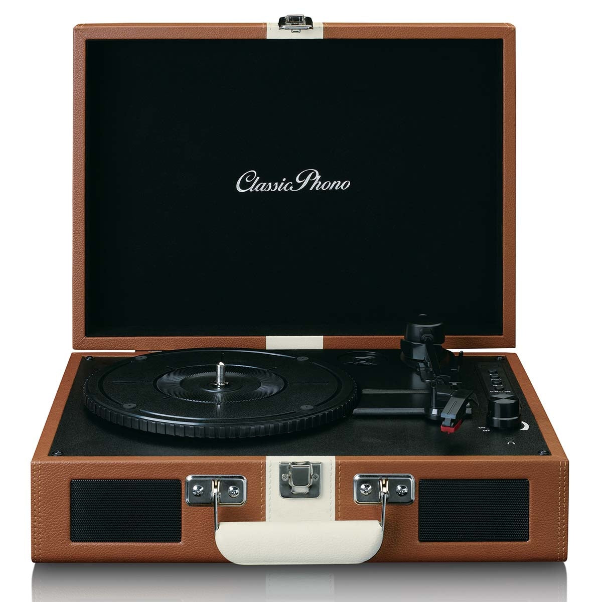 Suitcase turntable with Bluetooth® rechargable Battery and speaker