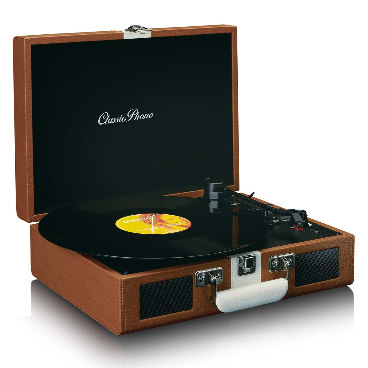 Suitcase turntable with Bluetooth® rechargable Battery and speaker