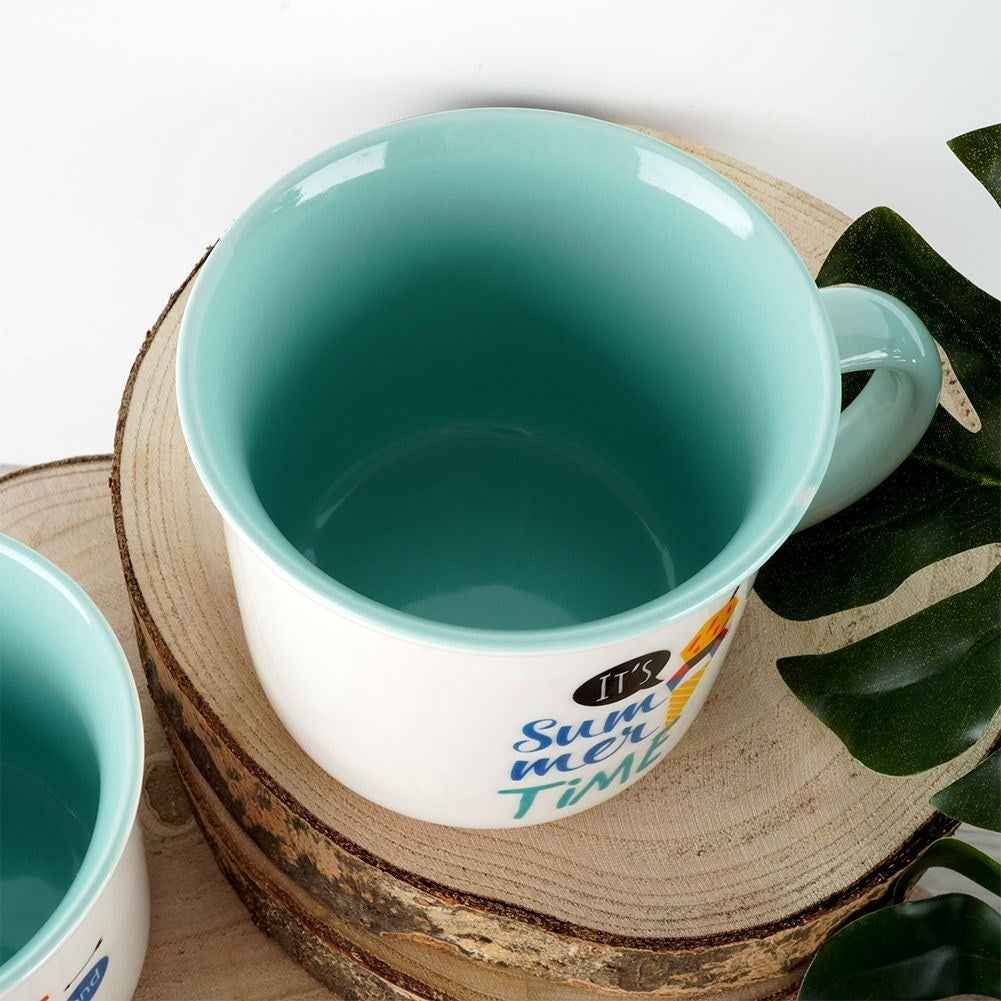 Summery porcelain cup for coffee and tea, dishwasher safe