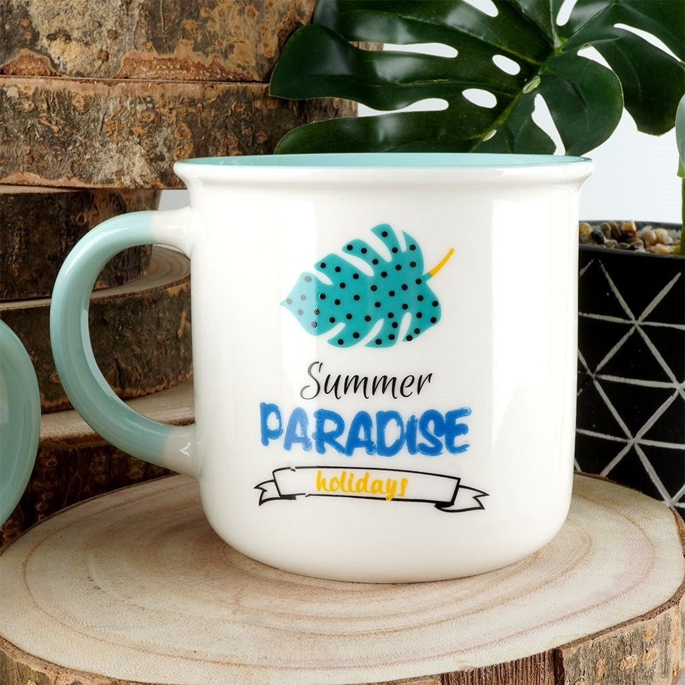 Summery porcelain mugs 4-pack, dishwasher safe