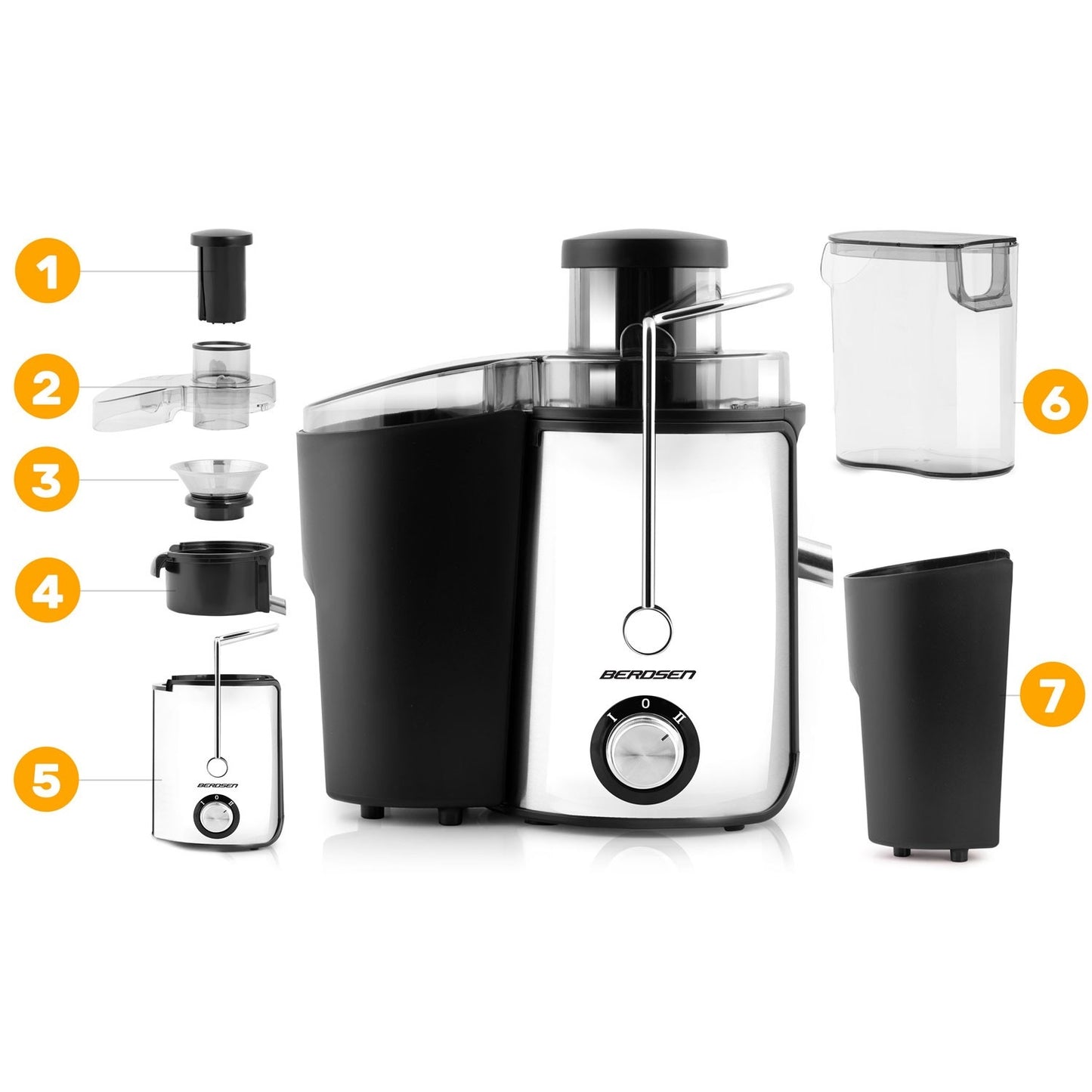 Juicer 600W, Stainless Steel, Black, 0.5L Capacity