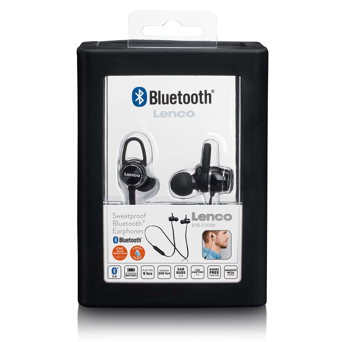 Sweatproof Bluetooth Earbuds, IPX4, 9-Hour Battery