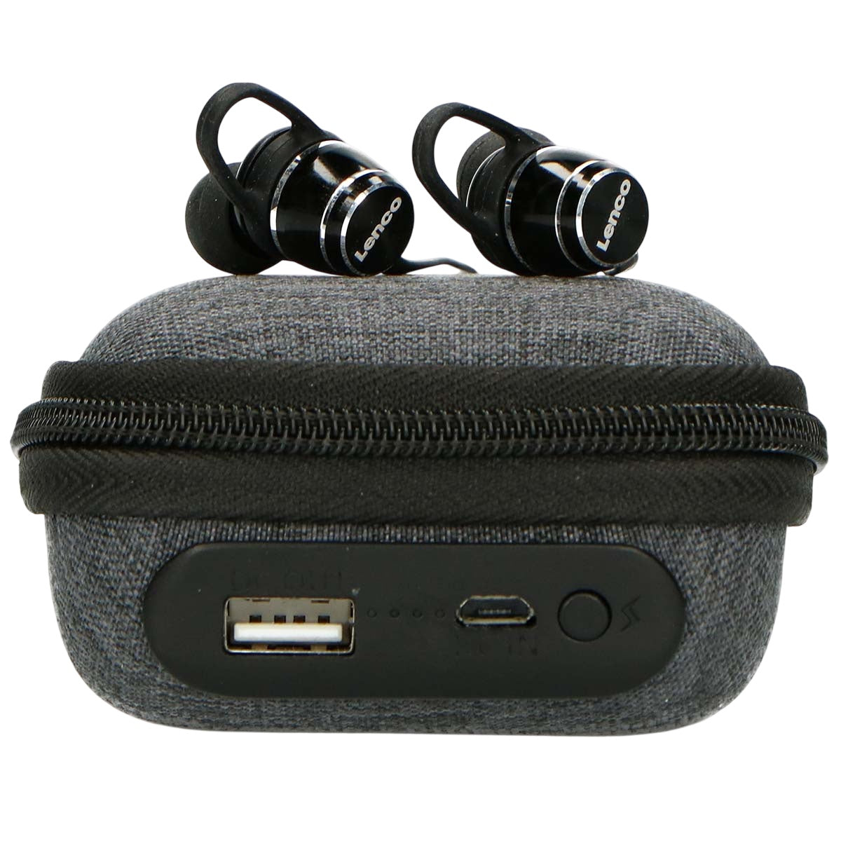 Sweatproof Bluetooth Earbuds with Power Bank Case, Black