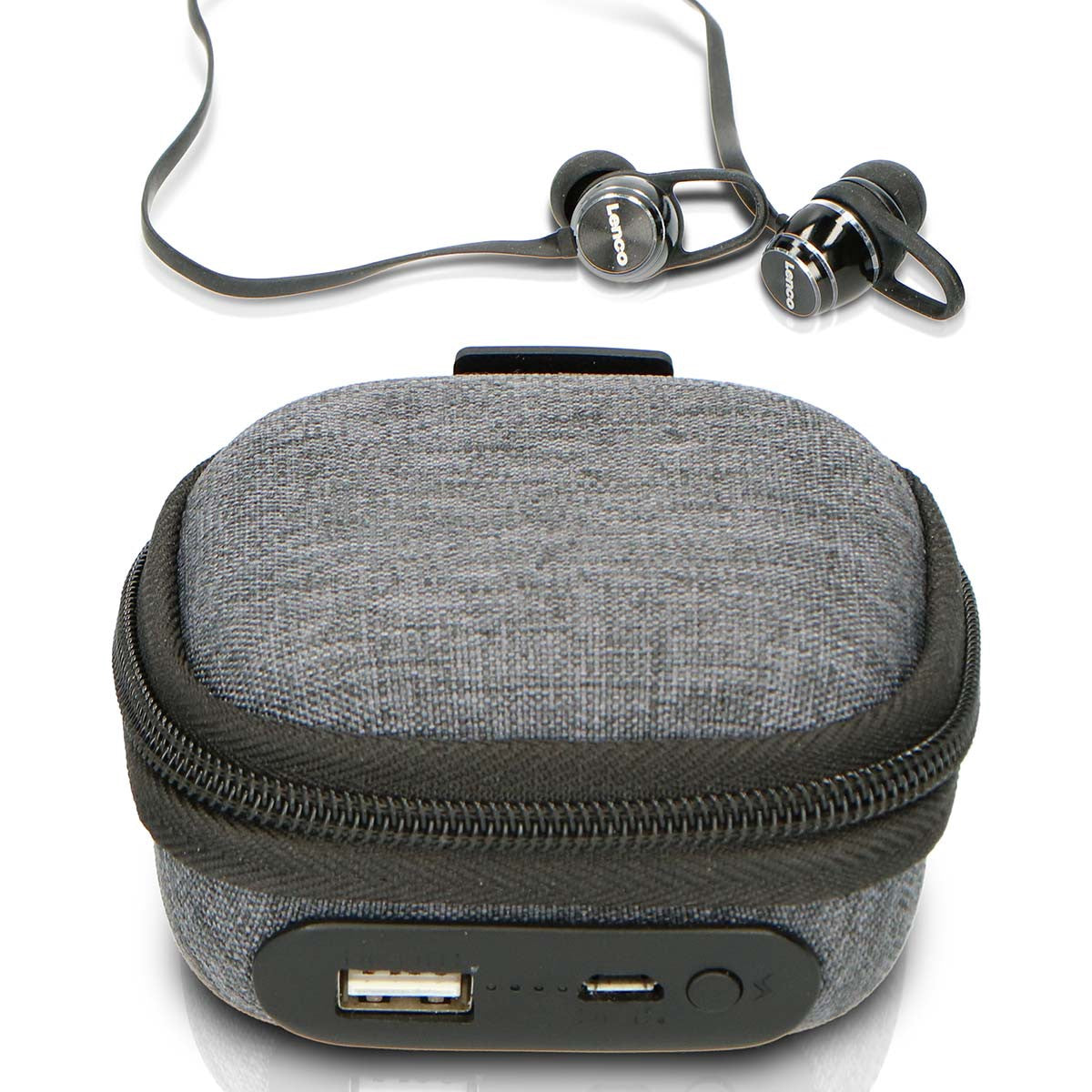 Sweatproof Bluetooth Earbuds with Power Bank Case, Black