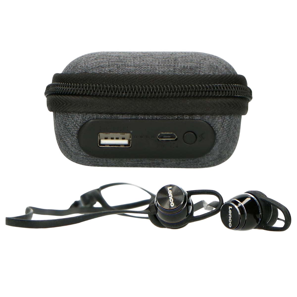 Sweatproof Bluetooth Earbuds with Power Bank Case, Black